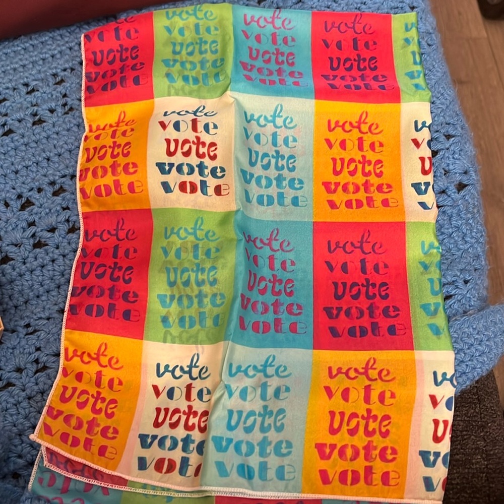 2 multi color vote scarves